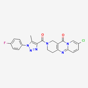 molecular formula C21H16ClFN6O2 B2569985 8-chloro-2-(1-(4-fluorophenyl)-5-methyl-1H-1,2,3-triazole-4-carbonyl)-3,4-dihydro-1H-dipyrido[1,2-a:4',3'-d]pyrimidin-11(2H)-one CAS No. 1904369-41-0