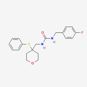 molecular formula C20H23FN2O2S B2570003 1-(4-fluorobenzyl)-3-((4-(phenylthio)tetrahydro-2H-pyran-4-yl)methyl)urea CAS No. 1797845-16-9