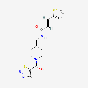(E)-N-((1-(4-methyl-1,2,3-thiadiazole-5-carbonyl)piperidin-4-yl)methyl)-3-(thiophen-2-yl)acrylamide