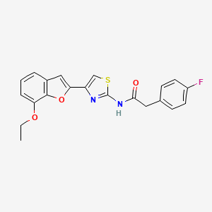 molecular formula C21H17FN2O3S B2570009 N-(4-(7-乙氧基苯并呋喃-2-基)噻唑-2-基)-2-(4-氟苯基)乙酰胺 CAS No. 921571-77-9