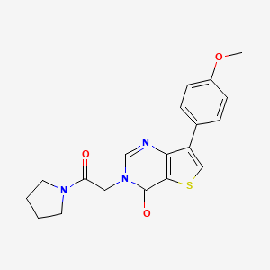 molecular formula C19H19N3O3S B2570012 7-(4-甲氧基苯基)-3-(2-氧代-2-(吡咯烷-1-基)乙基)噻吩并[3,2-d]嘧啶-4(3H)-酮 CAS No. 1207015-52-8