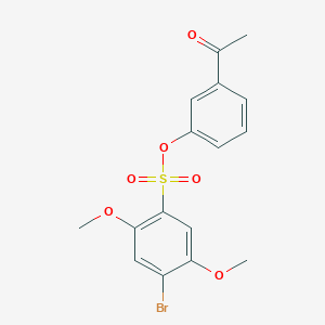 molecular formula C16H15BrO6S B2570013 3-Acetylphenyl 4-bromo-2,5-dimethoxybenzene-1-sulfonate CAS No. 2361804-42-2