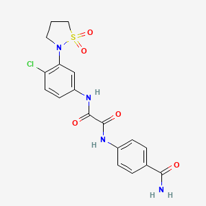 molecular formula C18H17ClN4O5S B2570018 N1-(4-carbamoylphenyl)-N2-(4-chloro-3-(1,1-dioxidoisothiazolidin-2-yl)phenyl)oxalamide CAS No. 941888-87-5