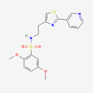 molecular formula C18H19N3O4S2 B2570020 2,5-dimethoxy-N-(2-(2-(pyridin-3-yl)thiazol-4-yl)ethyl)benzenesulfonamide CAS No. 863512-09-8