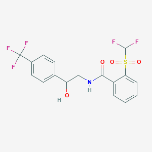 molecular formula C17H14F5NO4S B2570028 2-((二氟甲基)磺酰基)-N-(2-羟基-2-(4-(三氟甲基)苯基)乙基)苯甲酰胺 CAS No. 1798675-12-3