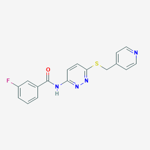 molecular formula C17H13FN4OS B2570031 3-fluoro-N-(6-((pyridin-4-ylmethyl)thio)pyridazin-3-yl)benzamide CAS No. 1021075-55-7