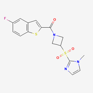 (5-fluorobenzo[b]thiophen-2-yl)(3-((1-methyl-1H-imidazol-2-yl)sulfonyl)azetidin-1-yl)methanone