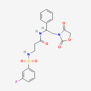 molecular formula C20H20FN3O6S B2570033 N-(2-(2,4-dioxooxazolidin-3-yl)-1-phenylethyl)-3-(3-fluorophenylsulfonamido)propanamide CAS No. 2034270-04-5