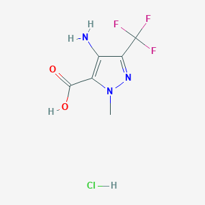 molecular formula C6H7ClF3N3O2 B2570039 4-Amino-2-methyl-5-(trifluoromethyl)pyrazole-3-carboxylic acid;hydrochloride CAS No. 2375261-60-0