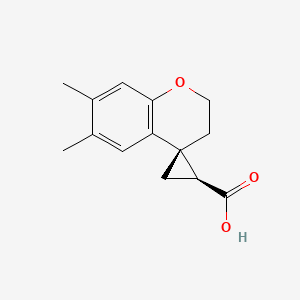 molecular formula C14H16O3 B2570045 (1'S,4R)-6,7-Dimethylspiro[2,3-dihydrochromene-4,2'-cyclopropane]-1'-carboxylic acid CAS No. 2059915-15-8