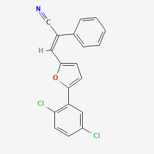 molecular formula C19H11Cl2NO B2570046 3-(5-(2,5-Dichlorophenyl)furan-2-yl)-2-phenylacrylonitrile CAS No. 301691-42-9