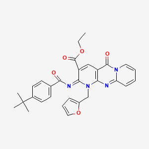 molecular formula C30H28N4O5 B2570059 ethyl 6-(4-tert-butylbenzoyl)imino-7-(furan-2-ylmethyl)-2-oxo-1,7,9-triazatricyclo[8.4.0.03,8]tetradeca-3(8),4,9,11,13-pentaene-5-carboxylate CAS No. 534579-98-1