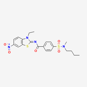 molecular formula C21H24N4O5S2 B2570065 (E)-4-(N-butyl-N-methylsulfamoyl)-N-(3-ethyl-6-nitrobenzo[d]thiazol-2(3H)-ylidene)benzamide CAS No. 850910-62-2