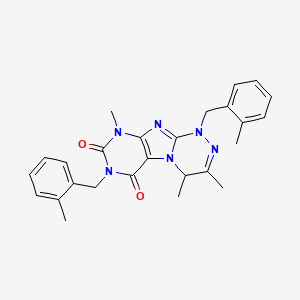 1,7-bis[(2-methylphenyl)methyl]-3,4,9-trimethyl-5,7,9-trihydro-4H-1,2,4-triazi no[4,3-h]purine-6,8-dione