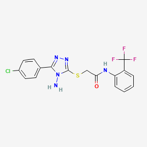 molecular formula C17H13ClF3N5OS B2570068 2-{[4-amino-5-(4-chlorophenyl)-4H-1,2,4-triazol-3-yl]sulfanyl}-N-[2-(trifluoromethyl)phenyl]acetamide CAS No. 900007-29-6