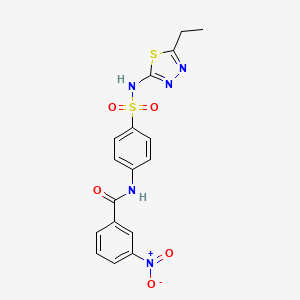 molecular formula C17H15N5O5S2 B2570077 N-(4-{[(5-ethyl-1,3,4-thiadiazol-2-yl)amino]sulfonyl}phenyl)-3-nitrobenzamide CAS No. 313529-58-7