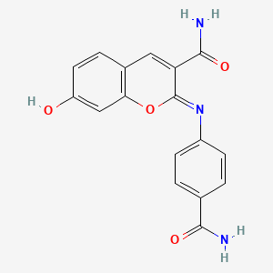 (2Z)-2-[(4-carbamoylphenyl)imino]-7-hydroxy-2H-chromene-3-carboxamide