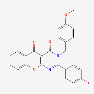 molecular formula C25H17FN2O4 B2570102 2-(4-氟苯基)-3-(4-甲氧基苄基)-3H-色烯并[2,3-d]嘧啶-4,5-二酮 CAS No. 899389-55-0