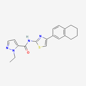 molecular formula C19H20N4OS B2570108 1-ethyl-N-(4-(5,6,7,8-tetrahydronaphthalen-2-yl)thiazol-2-yl)-1H-pyrazole-5-carboxamide CAS No. 1171483-66-1