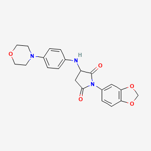 molecular formula C21H21N3O5 B2570117 1-(Benzo[d][1,3]dioxol-5-yl)-3-((4-morpholinophenyl)amino)pyrrolidine-2,5-dione CAS No. 474008-04-3