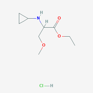 molecular formula C9H18ClNO3 B2570121 Ethyl 2-(cyclopropylamino)-3-methoxypropanoate hydrochloride CAS No. 2170123-30-3
