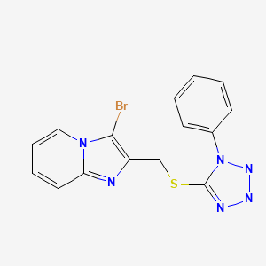molecular formula C15H11BrN6S B2570139 3-bromo-2-(((1-phenyl-1H-tetrazol-5-yl)thio)methyl)imidazo[1,2-a]pyridine CAS No. 306280-24-0