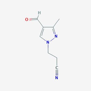 molecular formula C8H9N3O B2570163 3-(4-Formyl-3-methylpyrazol-1-yl)propanenitrile CAS No. 372190-37-9