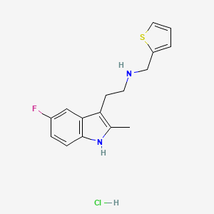 molecular formula C16H18ClFN2S B2570176 2-(5-氟-2-甲基-1H-吲哚-3-基)-N-(噻吩-2-基甲基)乙胺盐酸盐 CAS No. 1351623-10-3