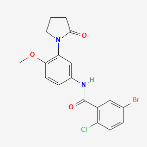 molecular formula C18H16BrClN2O3 B2570181 5-bromo-2-chloro-N-(4-methoxy-3-(2-oxopyrrolidin-1-yl)phenyl)benzamide CAS No. 941957-41-1