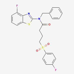 molecular formula C24H20F2N2O3S2 B2570186 N-benzyl-N-(4-fluorobenzo[d]thiazol-2-yl)-4-((4-fluorophenyl)sulfonyl)butanamide CAS No. 941907-44-4
