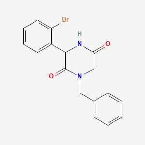 molecular formula C17H15BrN2O2 B2570195 1-Benzyl-3-(2-bromophenyl)piperazine-2,5-dione CAS No. 2034205-17-7