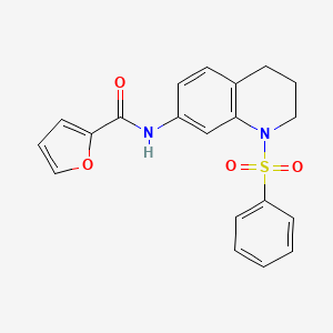 molecular formula C20H18N2O4S B2570199 N-[1-(benzenesulfonyl)-3,4-dihydro-2H-quinolin-7-yl]furan-2-carboxamide CAS No. 1005301-70-1