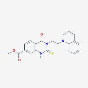 molecular formula C21H21N3O3S B2570200 methyl 3-(2-(3,4-dihydroquinolin-1(2H)-yl)ethyl)-4-oxo-2-thioxo-1,2,3,4-tetrahydroquinazoline-7-carboxylate CAS No. 946215-93-6