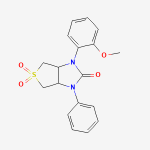 molecular formula C18H18N2O4S B2570206 1-(2-methoxyphenyl)-3-phenyltetrahydro-1H-thieno[3,4-d]imidazol-2(3H)-one 5,5-dioxide CAS No. 879929-28-9