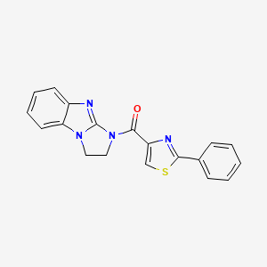 molecular formula C19H14N4OS B2570214 (2,3-dihydro-1H-benzo[d]imidazo[1,2-a]imidazol-1-yl)(2-phenylthiazol-4-yl)methanone CAS No. 1206999-08-7