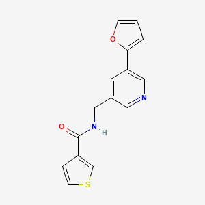 molecular formula C15H12N2O2S B2570216 N-((5-(呋喃-2-基)吡啶-3-基)甲基)噻吩-3-甲酰胺 CAS No. 2034536-03-1
