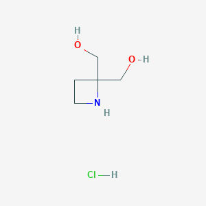 molecular formula C5H12ClNO2 B2570217 [2-(Hydroxymethyl)azetidin-2-yl]methanol;hydrochloride CAS No. 2413874-43-6