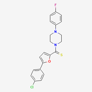molecular formula C21H18ClFN2OS B2570221 (5-(4-Chlorophenyl)furan-2-yl)(4-(4-fluorophenyl)piperazin-1-yl)methanethione CAS No. 840515-93-7