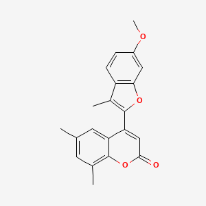 molecular formula C21H18O4 B2570231 4-(6-Methoxy-3-methyl-1-benzofuran-2-yl)-6,8-dimethylchromen-2-one CAS No. 859139-48-3