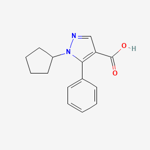 molecular formula C15H16N2O2 B2570234 1-cyclopentyl-5-phenyl-1H-pyrazole-4-carboxylic acid CAS No. 1306092-80-7