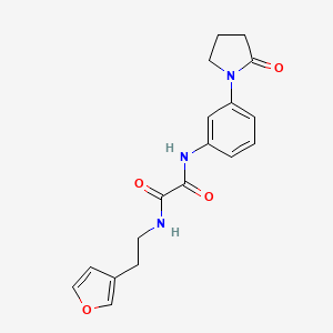 molecular formula C18H19N3O4 B2570243 N1-(2-(furan-3-yl)ethyl)-N2-(3-(2-oxopyrrolidin-1-yl)phenyl)oxalamide CAS No. 1428380-24-8