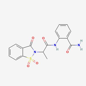 molecular formula C17H15N3O5S B2570245 2-(2-(1,1-dioxido-3-oxobenzo[d]isothiazol-2(3H)-yl)propanamido)benzamide CAS No. 899996-90-8