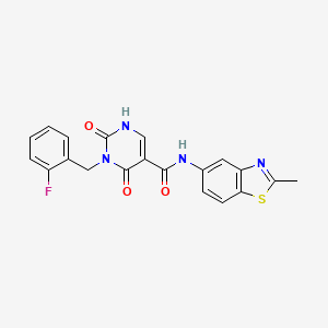 molecular formula C20H15FN4O3S B2570246 3-(2-fluorobenzyl)-N-(2-methylbenzo[d]thiazol-5-yl)-2,4-dioxo-1,2,3,4-tetrahydropyrimidine-5-carboxamide CAS No. 1396879-43-8