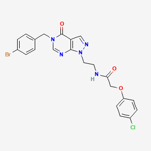 molecular formula C22H19BrClN5O3 B2570253 N-(2-(5-(4-bromobenzyl)-4-oxo-4,5-dihydro-1H-pyrazolo[3,4-d]pyrimidin-1-yl)ethyl)-2-(4-chlorophenoxy)acetamide CAS No. 922008-00-2