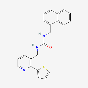 molecular formula C22H19N3OS B2570261 1-(Naphthalen-1-ylmethyl)-3-((2-(thiophen-2-yl)pyridin-3-yl)methyl)urea CAS No. 2034577-55-2