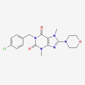 molecular formula C18H20ClN5O3 B2570269 1-(4-chlorobenzyl)-3,7-dimethyl-8-morpholino-1H-purine-2,6(3H,7H)-dione CAS No. 317843-32-6