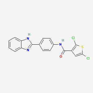 molecular formula C18H11Cl2N3OS B2570277 N-[4-(1H-苯并咪唑-2-基)苯基]-2,5-二氯噻吩-3-甲酰胺 CAS No. 477485-46-4