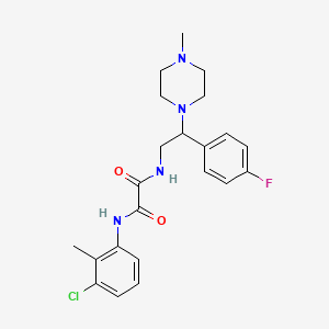 molecular formula C22H26ClFN4O2 B2570282 N1-(3-chloro-2-methylphenyl)-N2-(2-(4-fluorophenyl)-2-(4-methylpiperazin-1-yl)ethyl)oxalamide CAS No. 898451-83-7