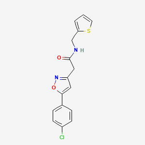 molecular formula C16H13ClN2O2S B2570283 2-(5-(4-chlorophenyl)isoxazol-3-yl)-N-(thiophen-2-ylmethyl)acetamide CAS No. 946227-17-4