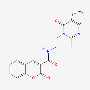 molecular formula C19H15N3O4S B2570292 N-(2-(2-methyl-4-oxothieno[2,3-d]pyrimidin-3(4H)-yl)ethyl)-2-oxo-2H-chromene-3-carboxamide CAS No. 1903883-56-6